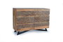 GINER Y COLOMER Commode 6 tiroirs en acacia avec pattes en métal, finition naturelle et décor sculpté main, L125 x P40 x H86 cm